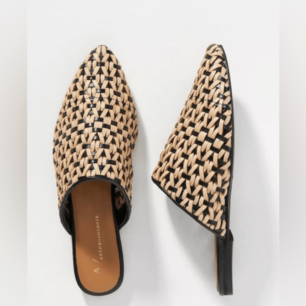 Anthropologie Nisolo Ama Woven Mule Flat 41 Black/Biege